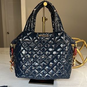 MZ Wallace Sutton Lacquer Navy Crossbody Bag.